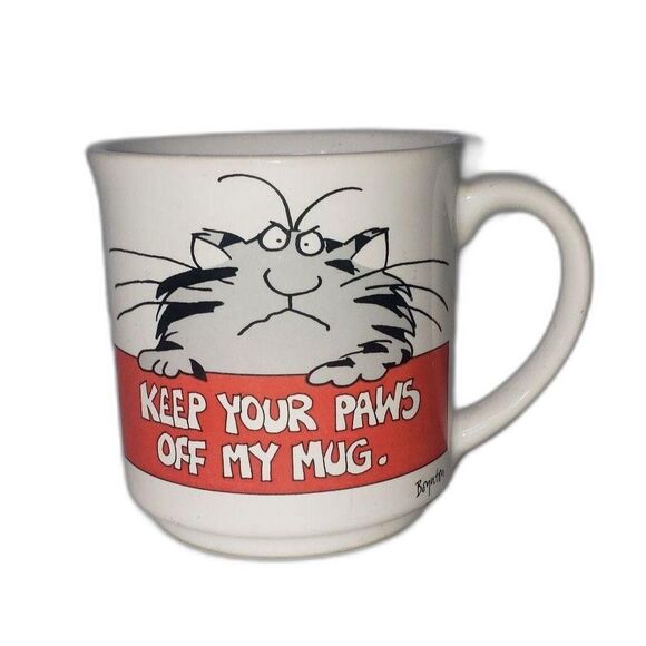 Vintage Boynton Cat Mug Keep Your Paws Off My Mug Japan Ceramic Coffee Cup Gift - Picture 1 of 6